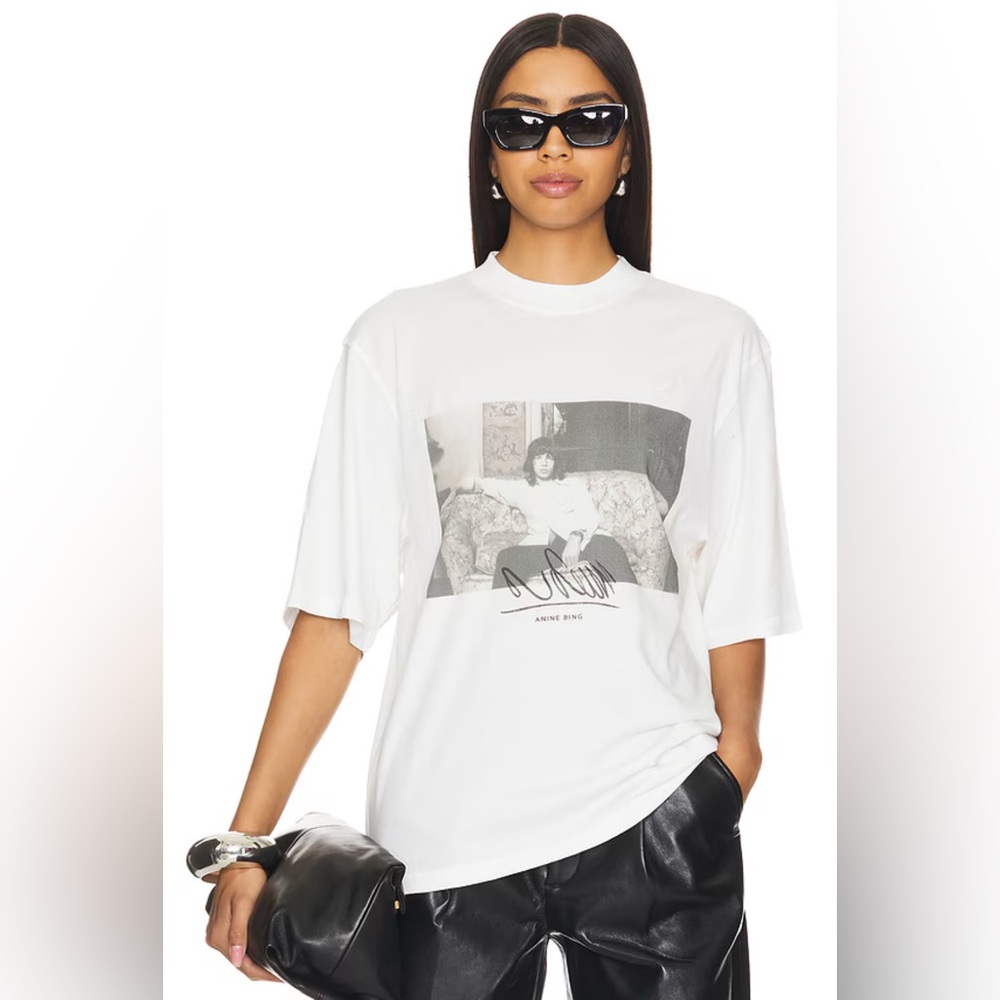 $120 MRSP | ANINE BING - Avi Mick Jagger Tee | Ivory | NWT | S